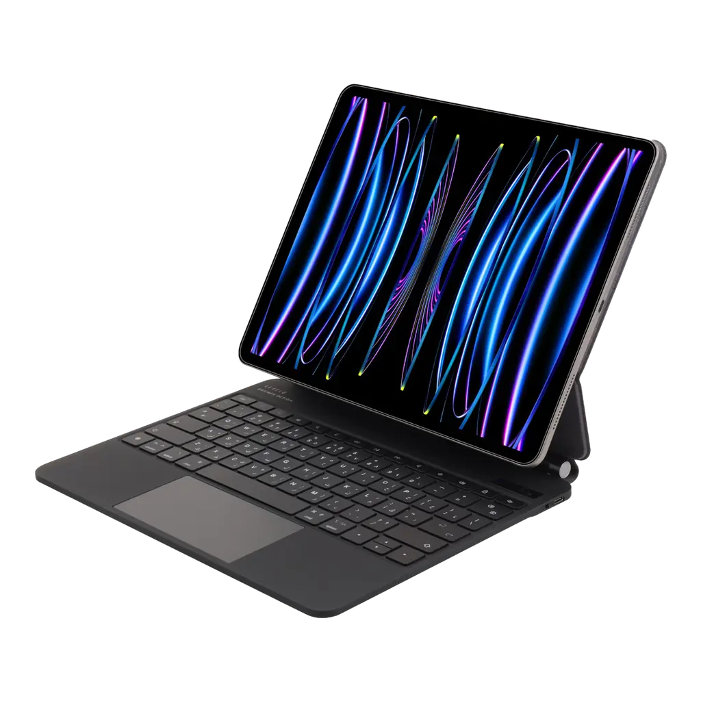 [LVLABK129BK] Levelo AeroBoard Saffanio Leather Wireless Keyboard For iPad Pro 12.9_ (2022) & 13_ (2024) - Black (Pro 12.9_ 2022).webp