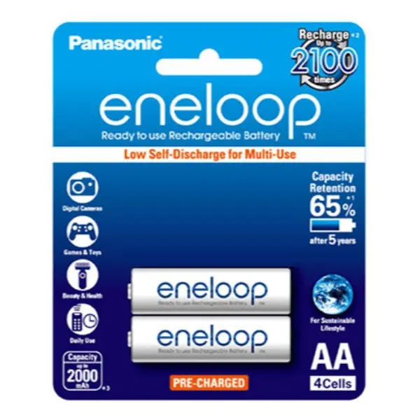 Panasonic Eneloop AA Rechargeable Battery 2000mAh Pack of 2 BK-3MCCE/2BT — photo 3