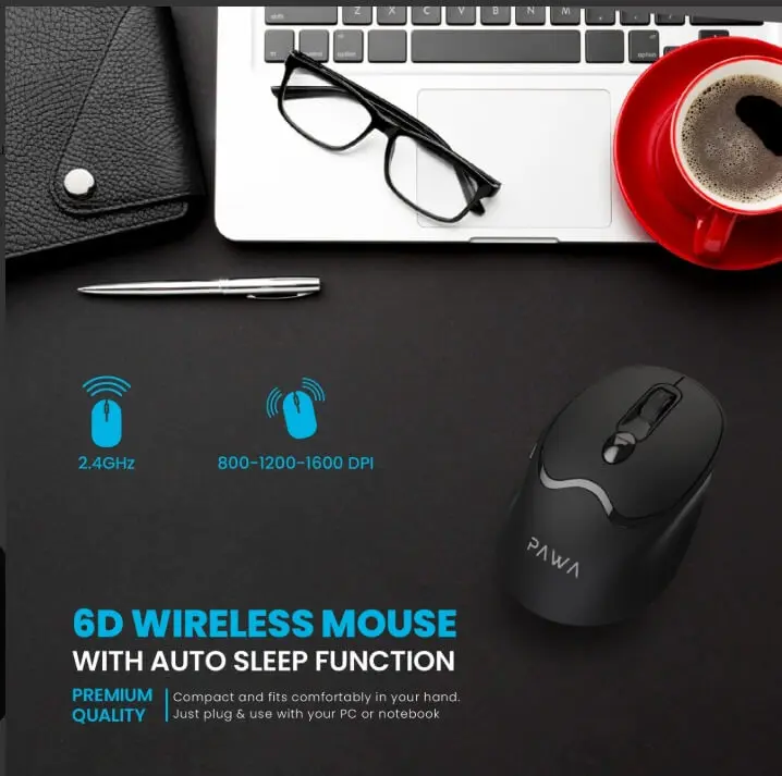 Pawa 6D Wireless Mouse with Side Buttons and Auto Sleep Function PW-VM6D16DP-BK — photo 2