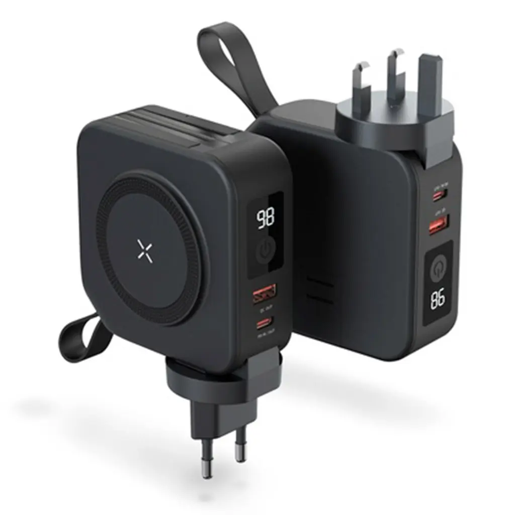 [PD-PBFCH028-BK] Porodo Magsafe 5in1 10000 mAh Powerbank with Charging Cables UK & EU Plug.webp