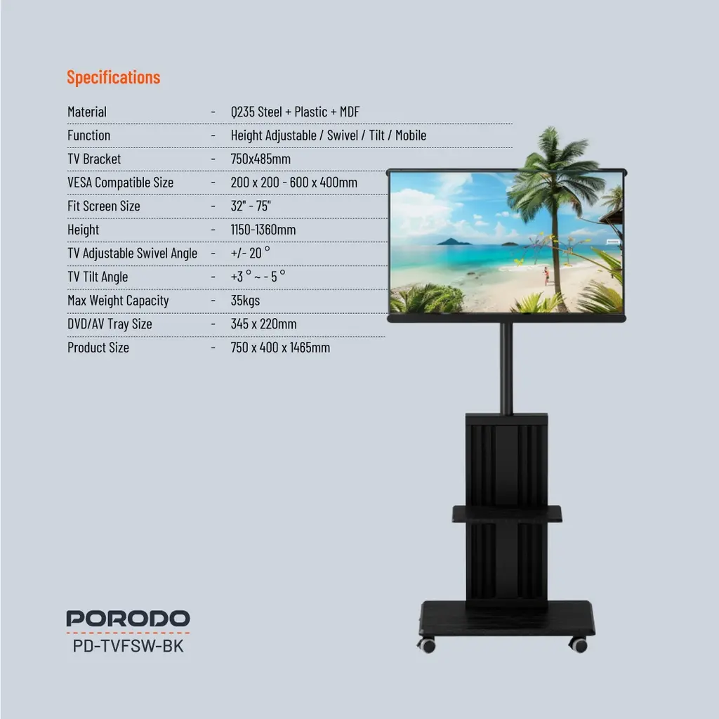 Porodo 32_-75_ TV Floor Stand With Wheels  (1).webp