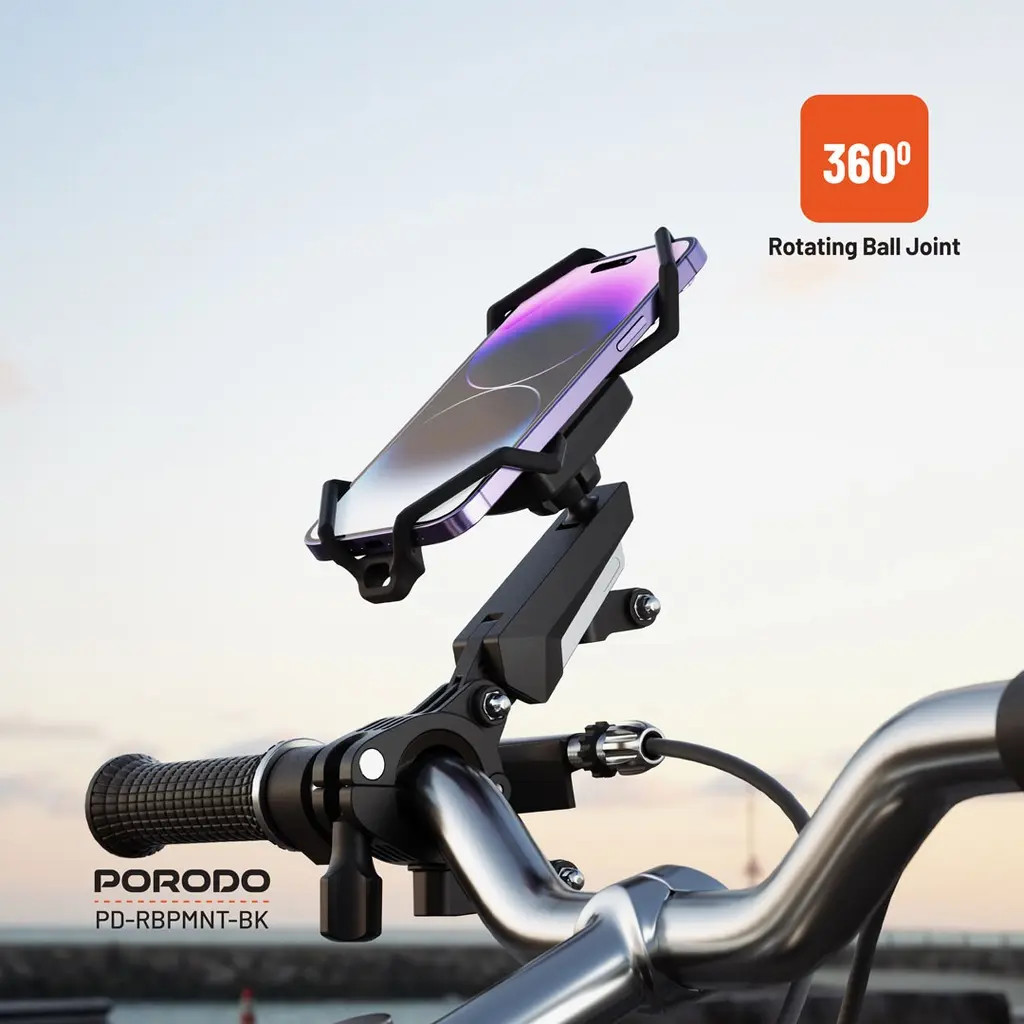 Porodo 360° Rotatable Shock Absorption Bicycle Mount PD-RBPMNT-BK — photo 3