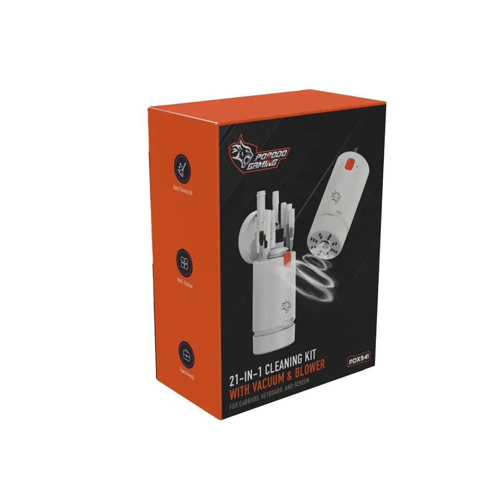 Porodo Gaming 21 in 1 Cleaning Kit with Vacuum Function - White.webp