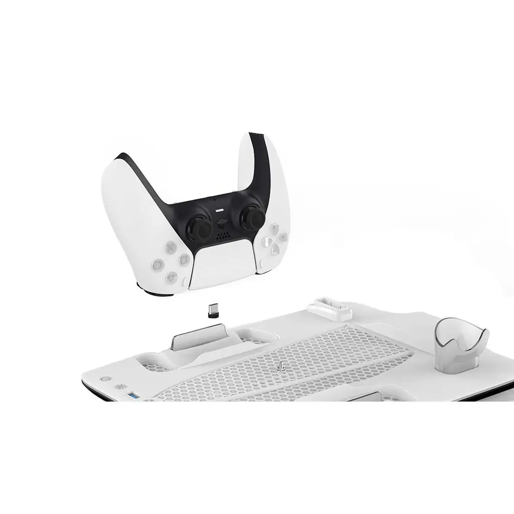 Porodo Gaming Accessories Gaming PS5 Slim Stand With Magnetic Charger Atmospheric Lighting White [PDX118].webp