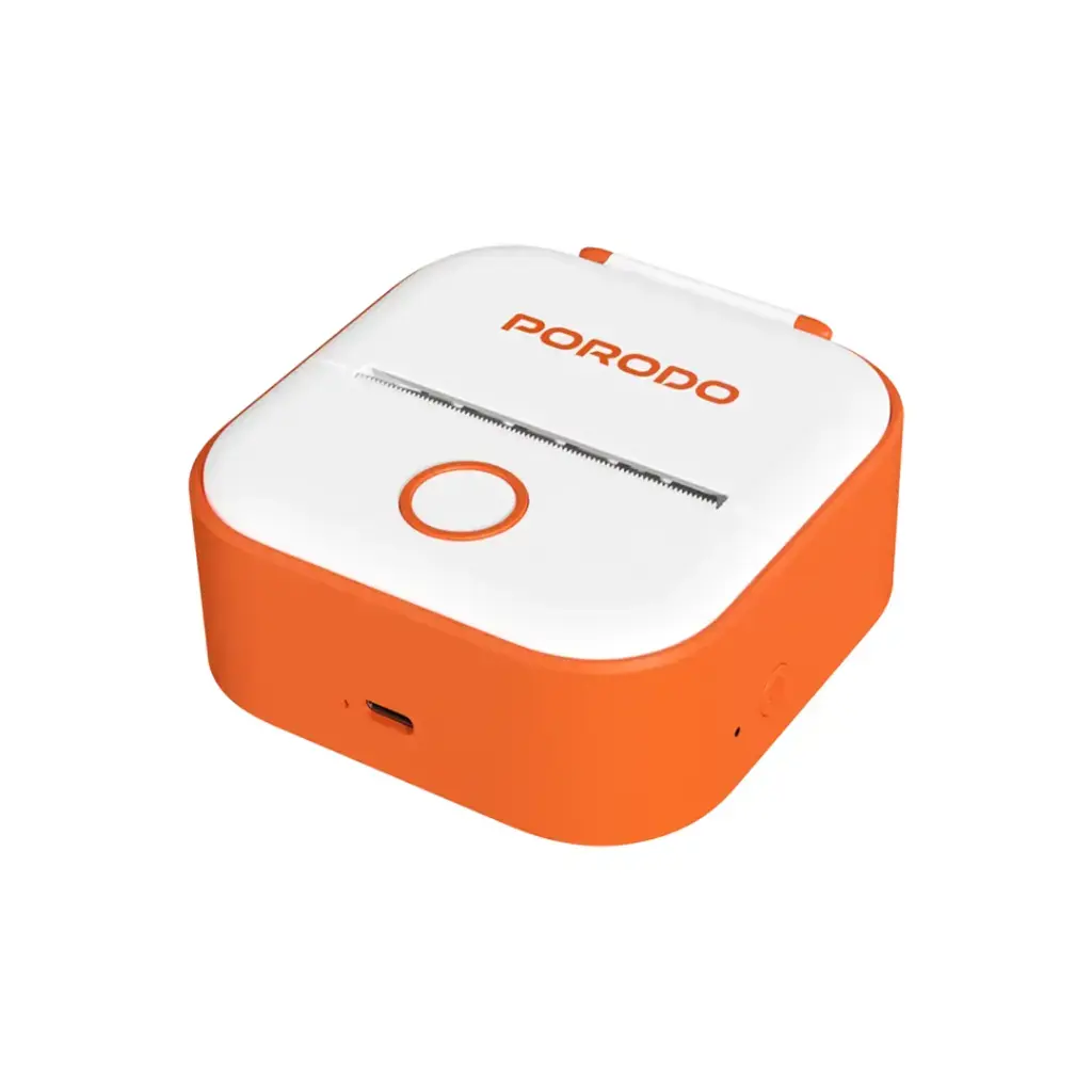 Porodo Lifestyle Pocket HD Thermal Printer - White-Orange.webp
