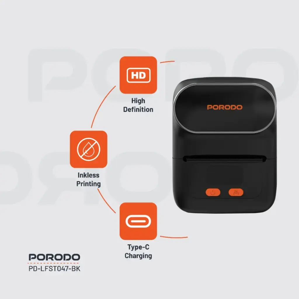 Porodo Lifestyle Super HD Thermal Printer - Black.webp