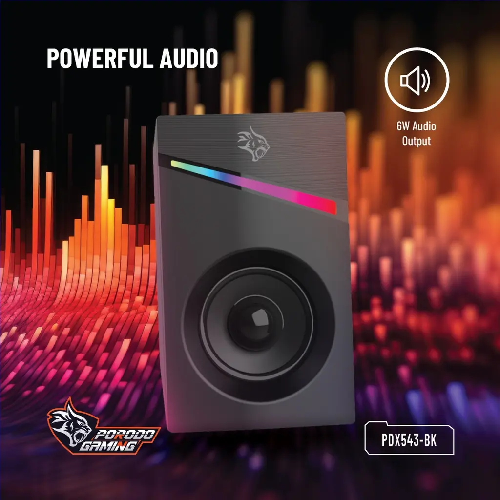 Porodo Gaming Stereo Speakers Volume Knob Control.webp