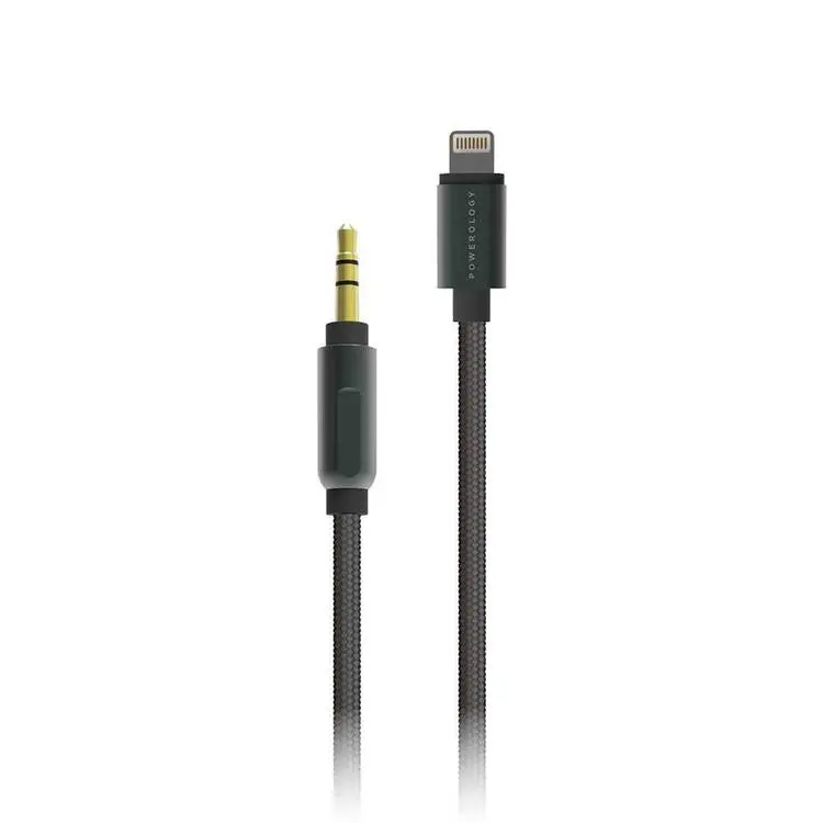 Powerology 1.2m Aluminum Braided Lightning to 3.5mm Audio Cable P12LAUGY — photo 1