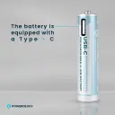 Powerology 1.5V Type-c Rechargeable Lithium-ion Battery AAA Battery 660mWh 4pcs per Pac .webp