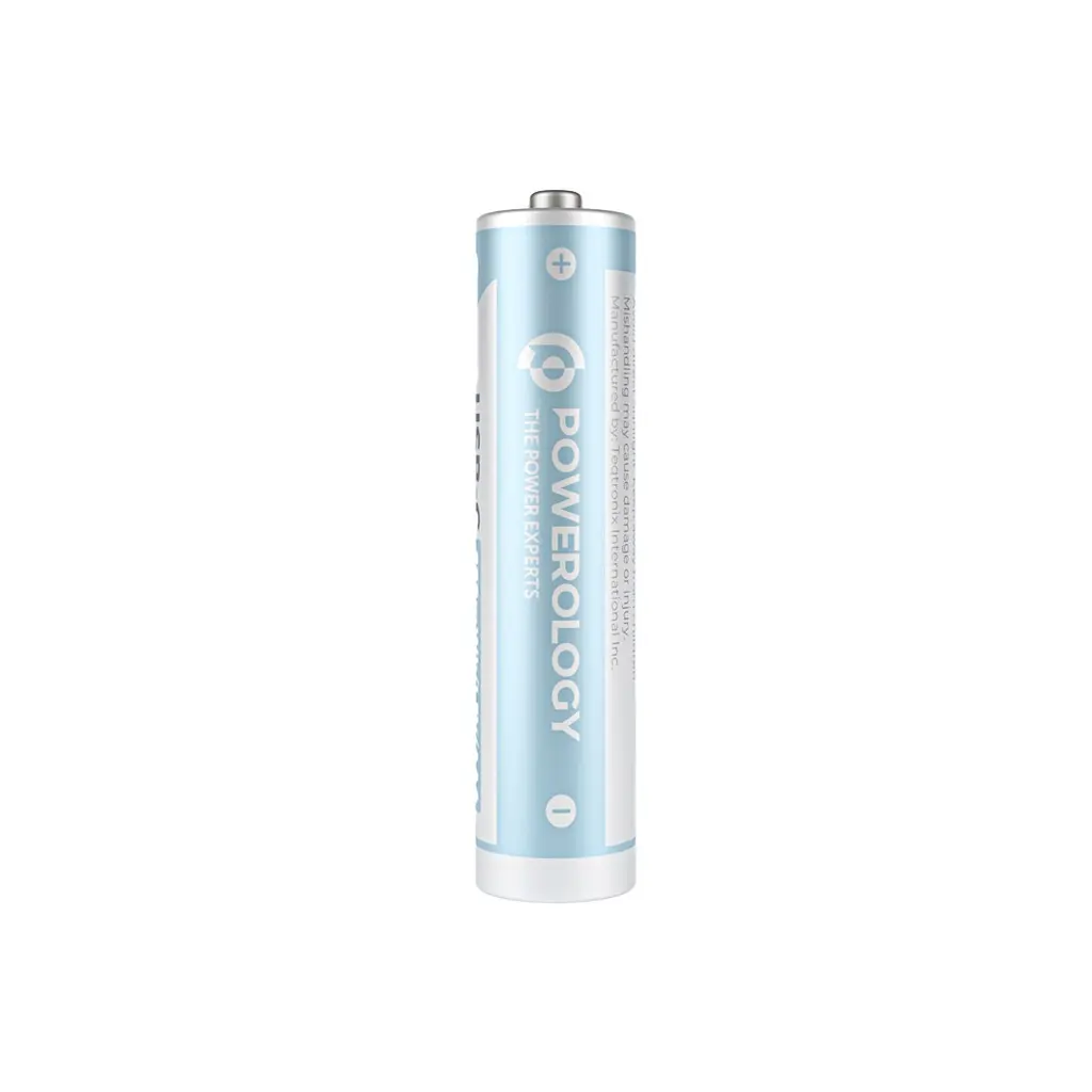 Powerology 1.5V Type-c Rechargeable Lithium-ion Battery AAA Battery 660mWh 4pcs per Pac.webp