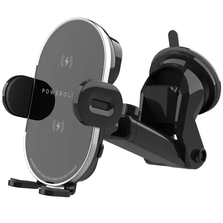 Powerology Holders And Stands 3 in 1 Fast Wireless Car Charger Mount Holder 15W Wireless Output Black [PWWCCM-BK].webp