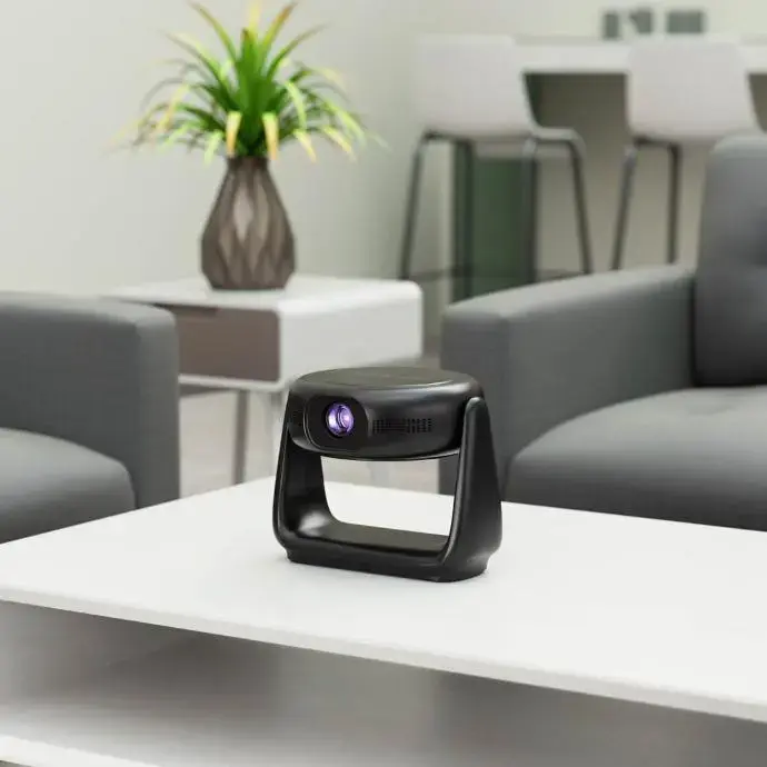 Powerology Projector Powerology Rotating Stand Portable Projector Built In Lamp Black [PWHDPBNBK].webp