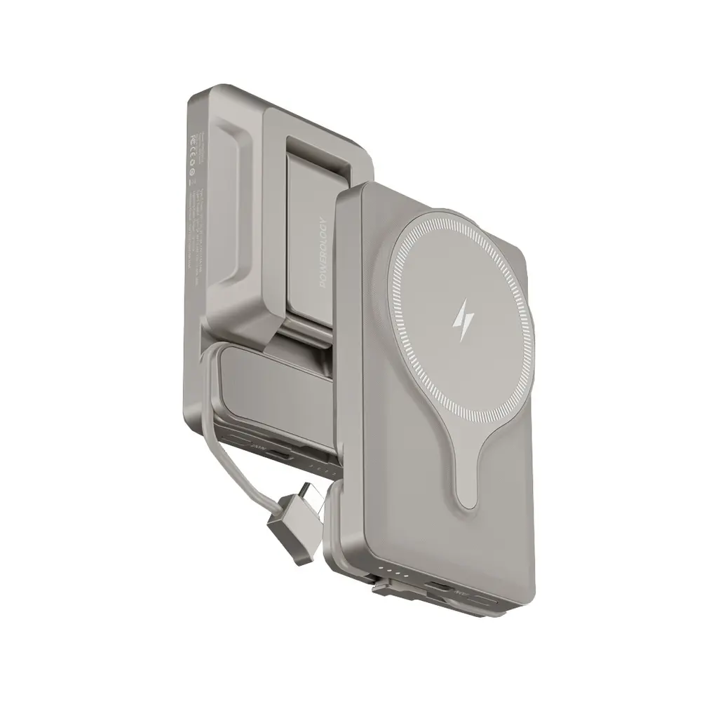 [PPBCHA32TI] Powerology 5000mAh Power Bank With Magnetic Wireless Charger Car Mount (Titanium).webp