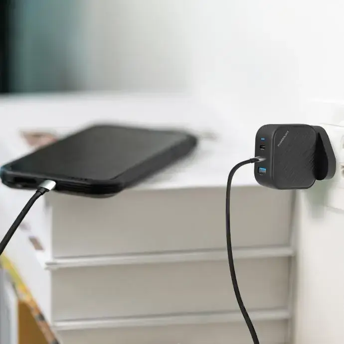 Powerology Cables And Chargers GaN Ultimate Dual PD Charger Built-In Safeguards Black [PWCUQC018].webp