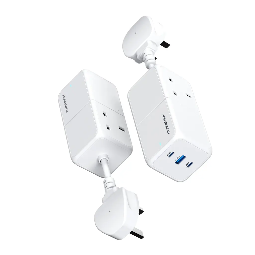 [PWPS65W-WH] Powerology 65W USB Power Strip with Dual Power Sockets.webp