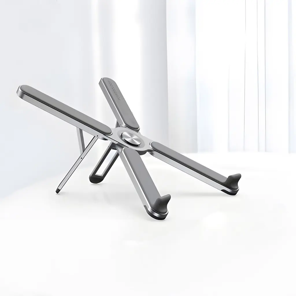 Powerology Holders And Stands Adjustable Aluminium Alloy Portable and Foldable Laptop Stand Aluminum Alloy Silver [PWAALPFLS].webp