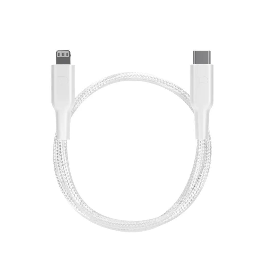 [PCAB006WH] Powerology Braided USB-C Lightning Data & Fast Charge Cable 30Cm - 0.98ft (White).webp