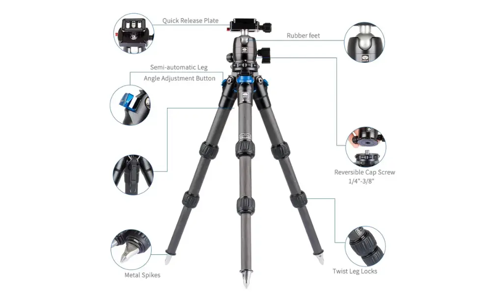 Sirui AM-223 Carbon Fiber Mini Travel Tripod with B-00K Ball Head AM-223+B-00K — photo 3