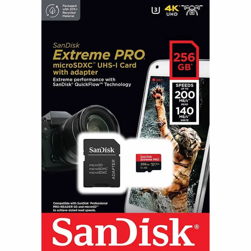 SanDisk Extreme Pro 200MB/s MicroSDXC UHS-I Card with Adapter V30 SDSQXCD GN6MA — photo 1