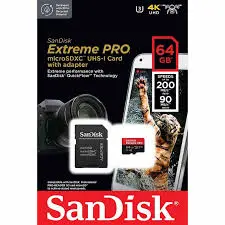 SanDisk Extreme Pro 200MB/s 64GB MicroSDXC UHS-I Card with Adapter SDSQXCU-064G-GN6MA V30 — photo 1