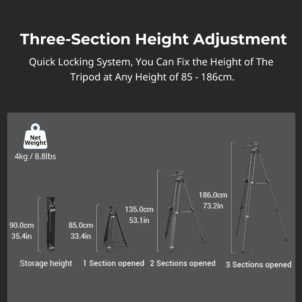 SmallRig AD-01 Heavy-Duty Tripod with Fluid Head 3751B — photo 4
