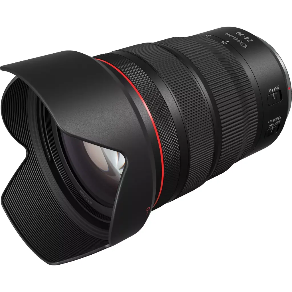 canon-rf-24-70mm-f2-8l-is-usm-lens-product-diagonal-view-with-the-lens-hood.webp