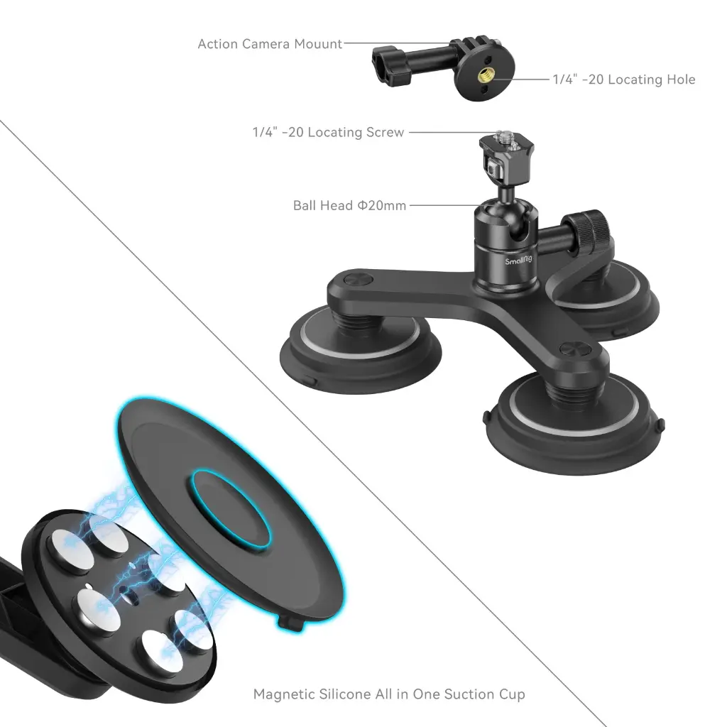 SmallRig Triple Magnetic Suction Cup Mounting Support Set for Action Cameras 4468 — photo 4