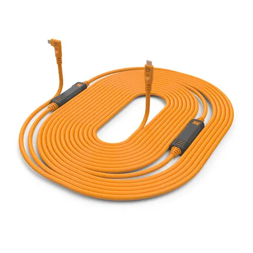 Tether Tools TetherPro USB-C Straight to Right-Angled Cable (31', High Visibility Orange) — photo 3