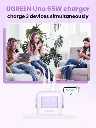 UGreen Nexode RG 65w 3-Port GaN Fast Charger with 2USB-C & 1 USB-A CD361 35292 Purple — photo 4