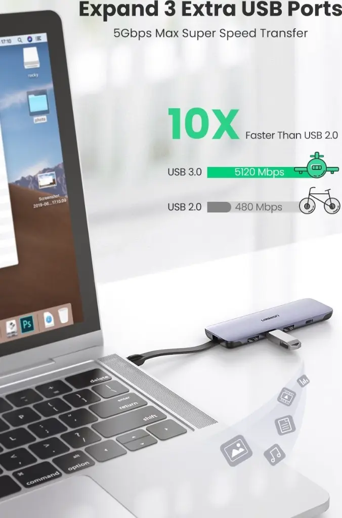 Ugreen CM512 7in1 USB-C Multi-functional Adapter with Ethernet Interface 60515 — photo 4