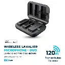 Powerology MFI Dual Connector Wireless Lavalier Microphone x2 Mic 2000mAh - Black (2).webp