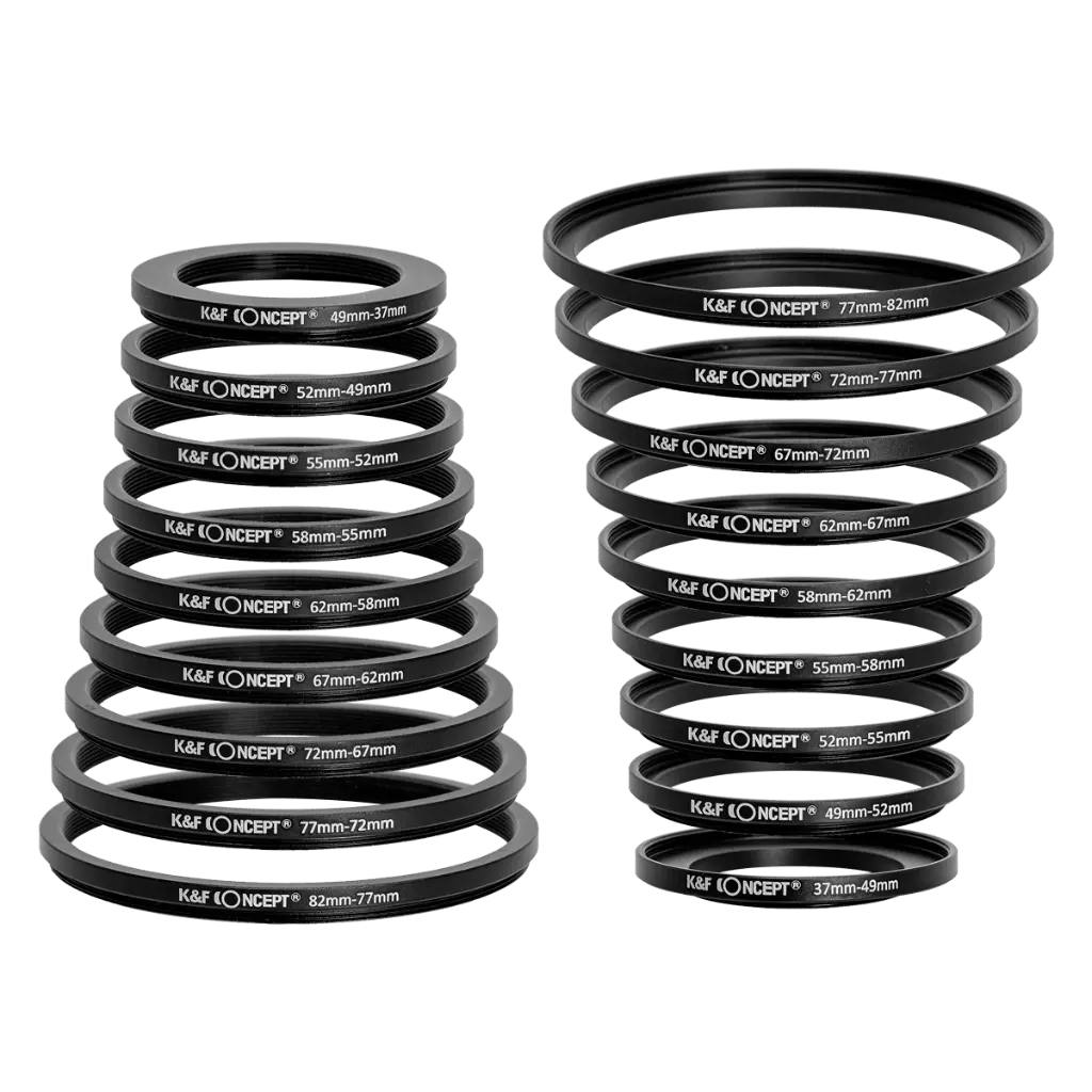 K&F 18 Piece Step Up and Step Down Adapter Ring Set 37mm-82mm SKU0629 KF.18GO1 — photo 1