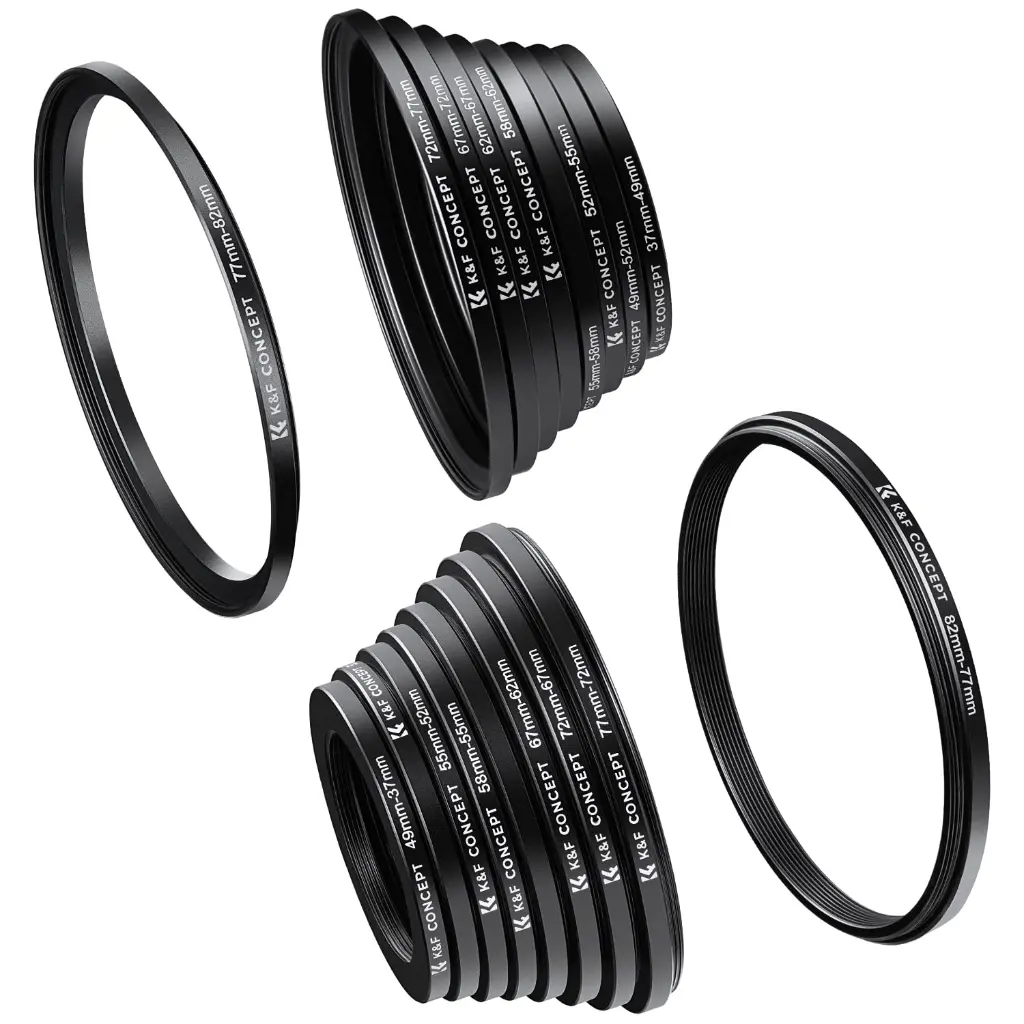K&F 18 Piece Step Up and Step Down Adapter Ring Set 37mm-82mm SKU0629 KF.18GO1 — photo 3