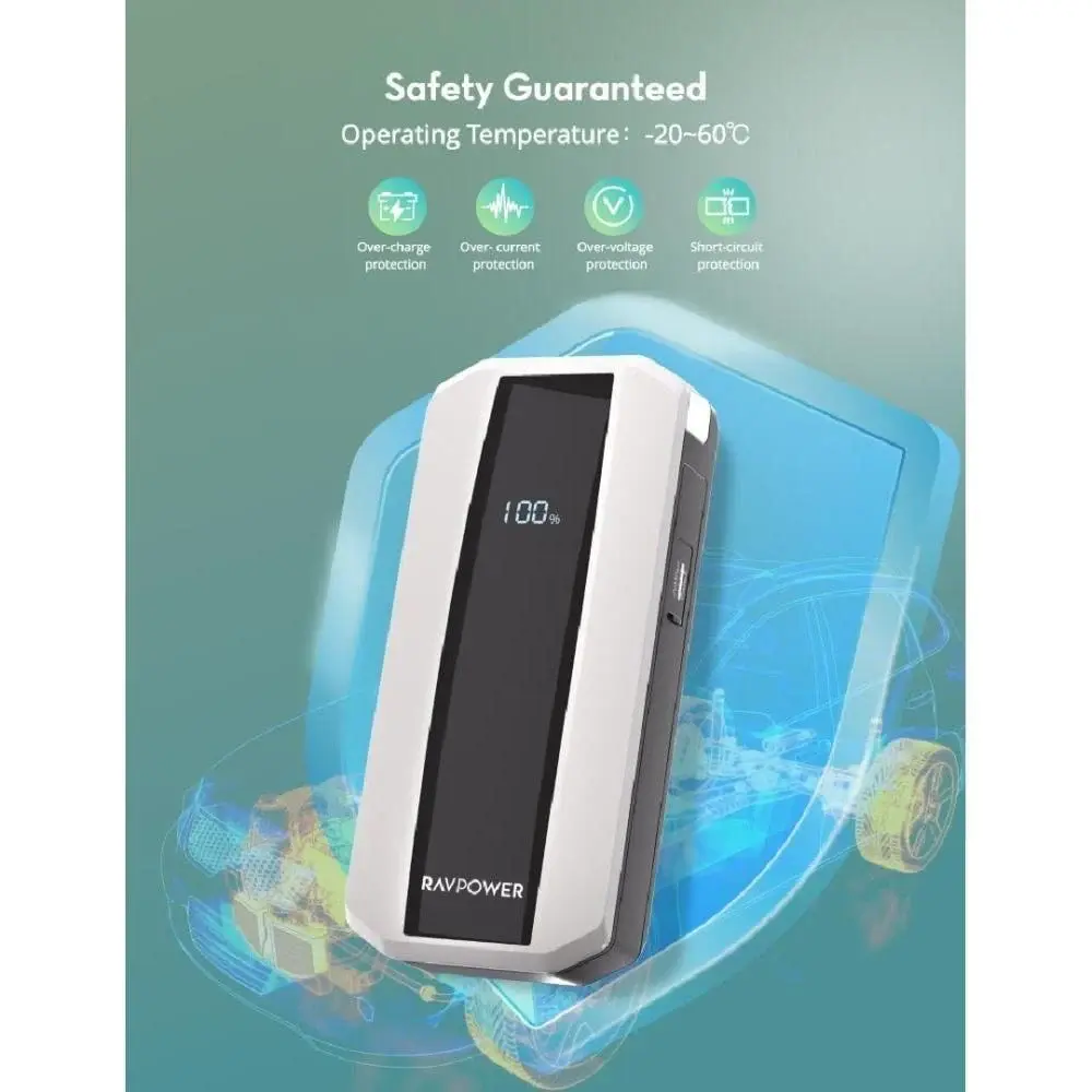 Ravpower 11000mAh 40.7Wh Jump Starter Li-Ion Battery Max 300A RP-PB1225 75-02010-043 — photo 4