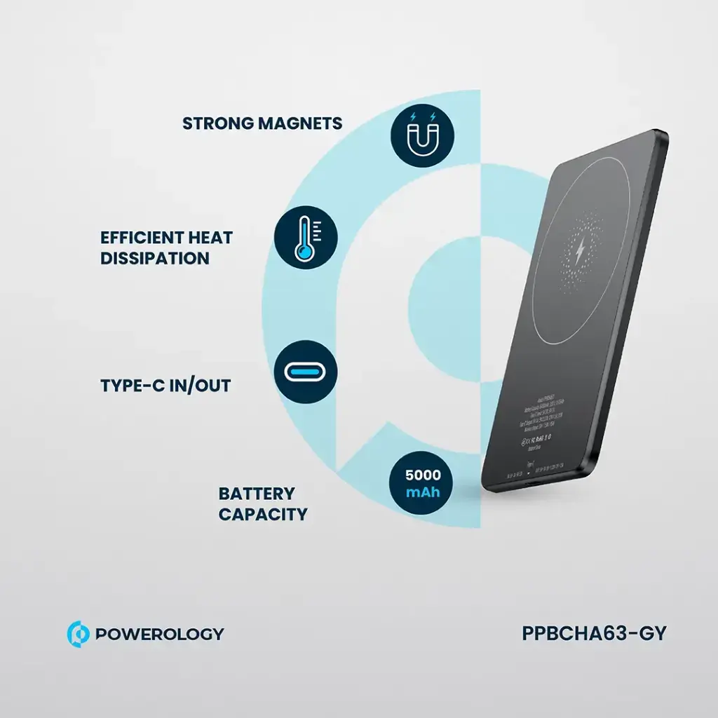 Powerology Ultra-Thin 5000mAh MagSafe Power Bank.webp