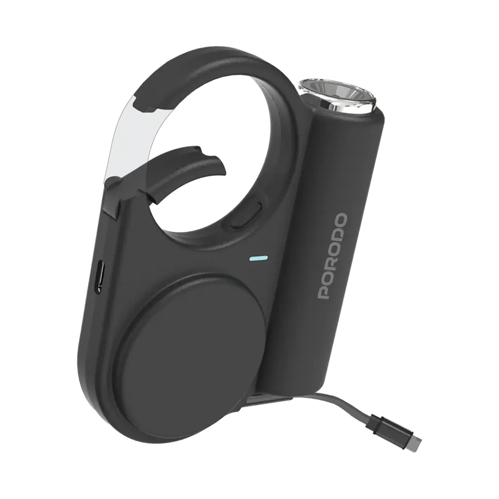[PD-PBFCH073-BK] Porodo 5000mAh Outdoor Power Bank 70 cm Retractable Type-C - Black.webp