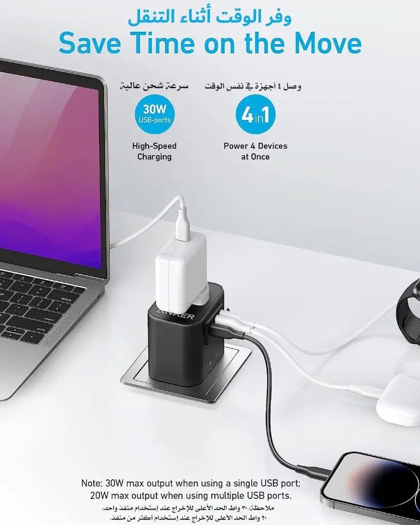 Anker 312 30w 2-USB & USB-C Port 4-Region Travel Adapter A9212K11 — photo 4