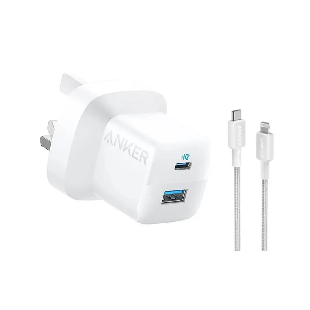 Anker 323 33w Dual Port 20w USB-C 12W USB-A Charger with USB-C to Lightning Cable White — photo 1