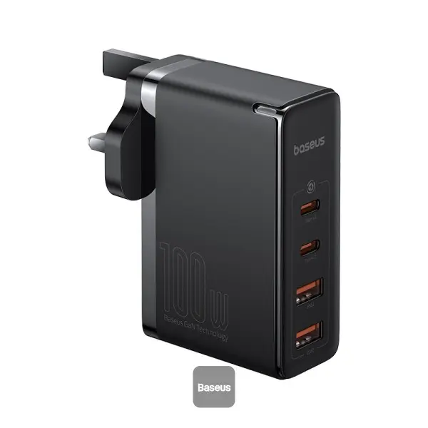 Baseus 100w 4-in-1 GaN5 Pro Fast Charger With 2xUSB-C & 2xUSB-A Ports Black CCGAN100UK — photo 1