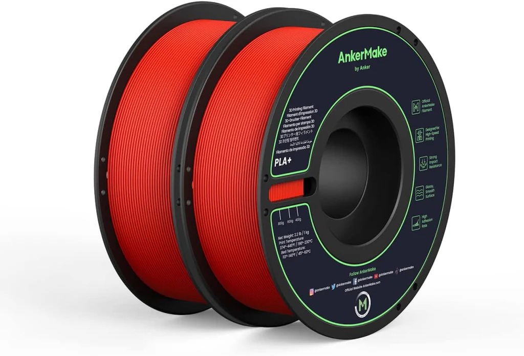 Anker AnkerMake PLA+ 3D Printing Filament 2-Pack 2Kg V6110191 (Red) 