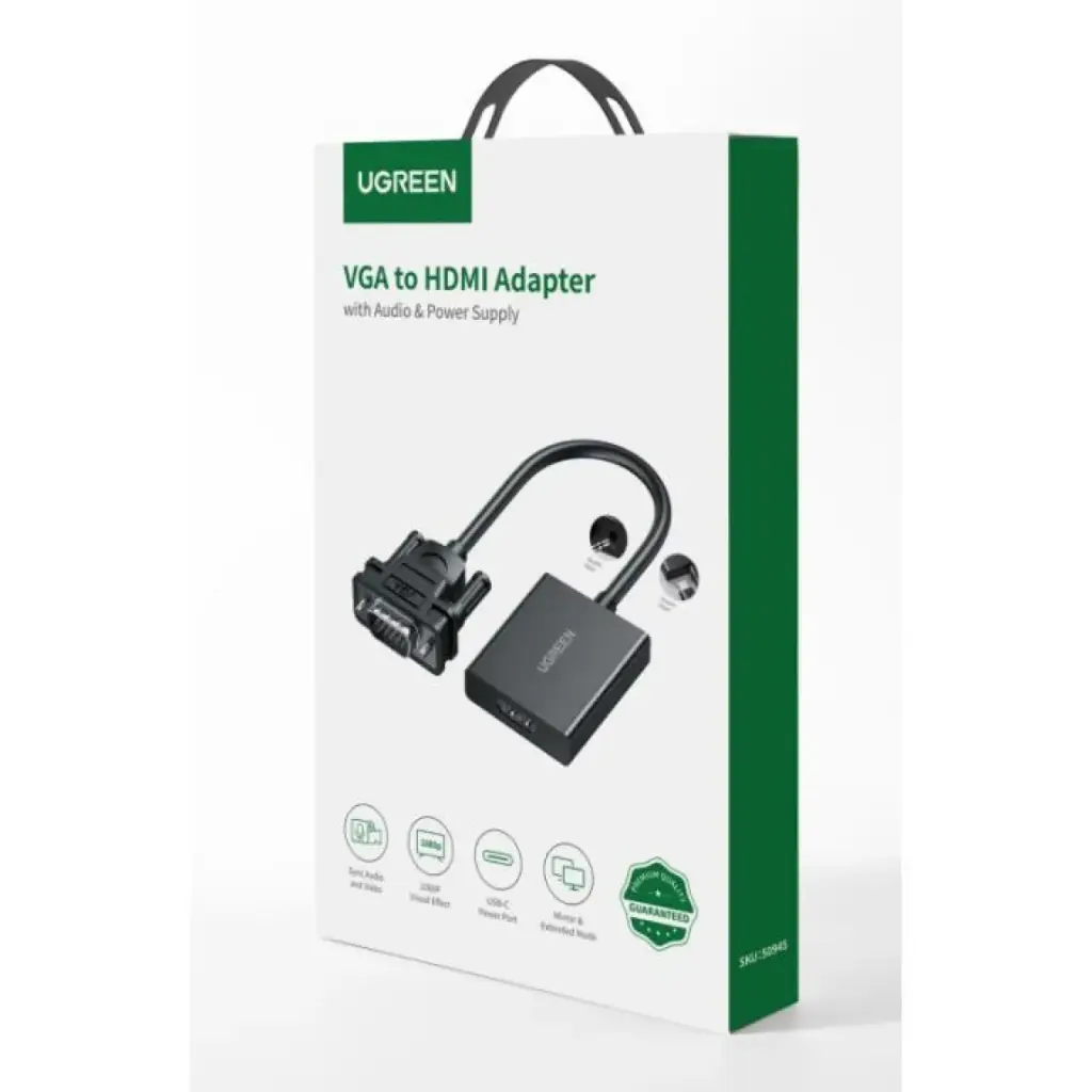 Ugreen CM513 VGA Male to HDMI Female Adapter Cable 0.15m Black 50945