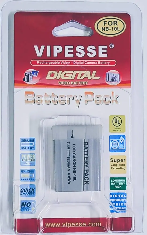 Vipesse NB-10L 920mAh 7.4v 6.8Wh Rechargeable Battery Pack for Canon