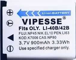 Vipesse Li-40B/Li-42B Rechargeable Battery for Olympus