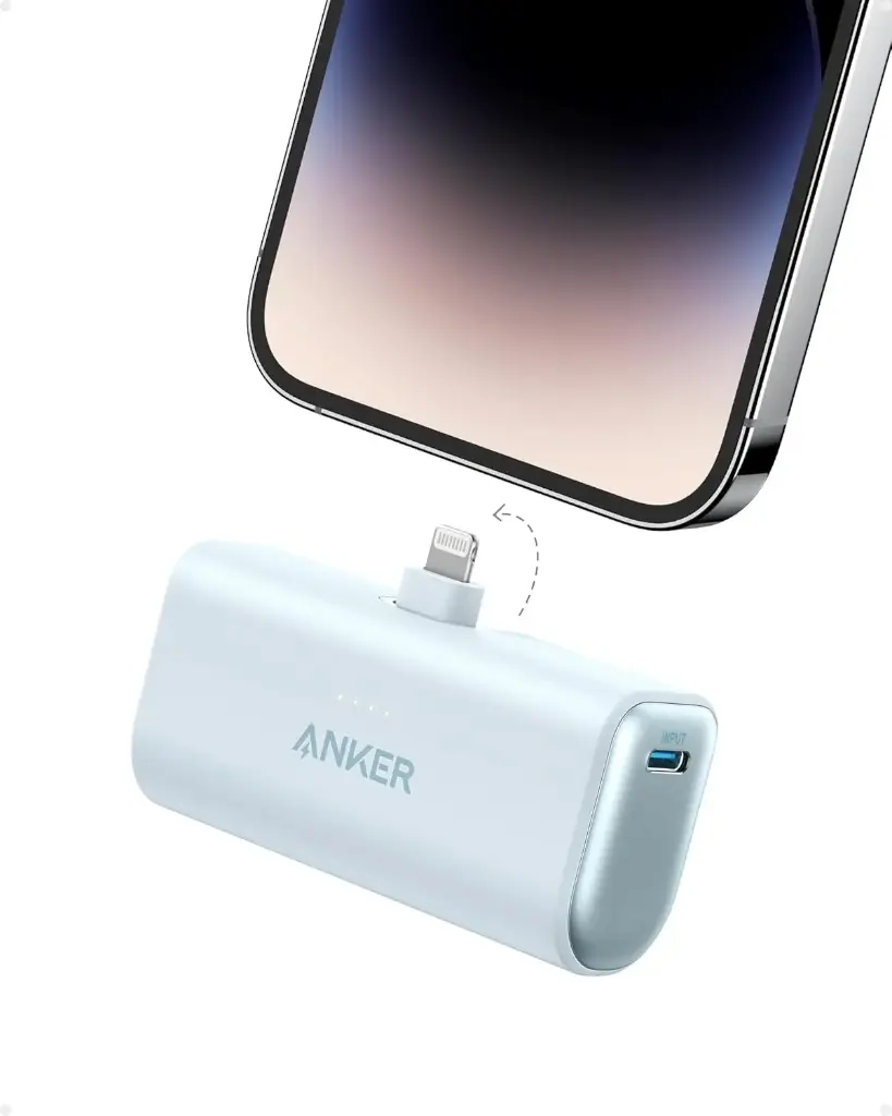 Anker 621 Nano Power Bank 5000mAh With 12w Foldable Built In Lightning Connector Blue A1645H31 