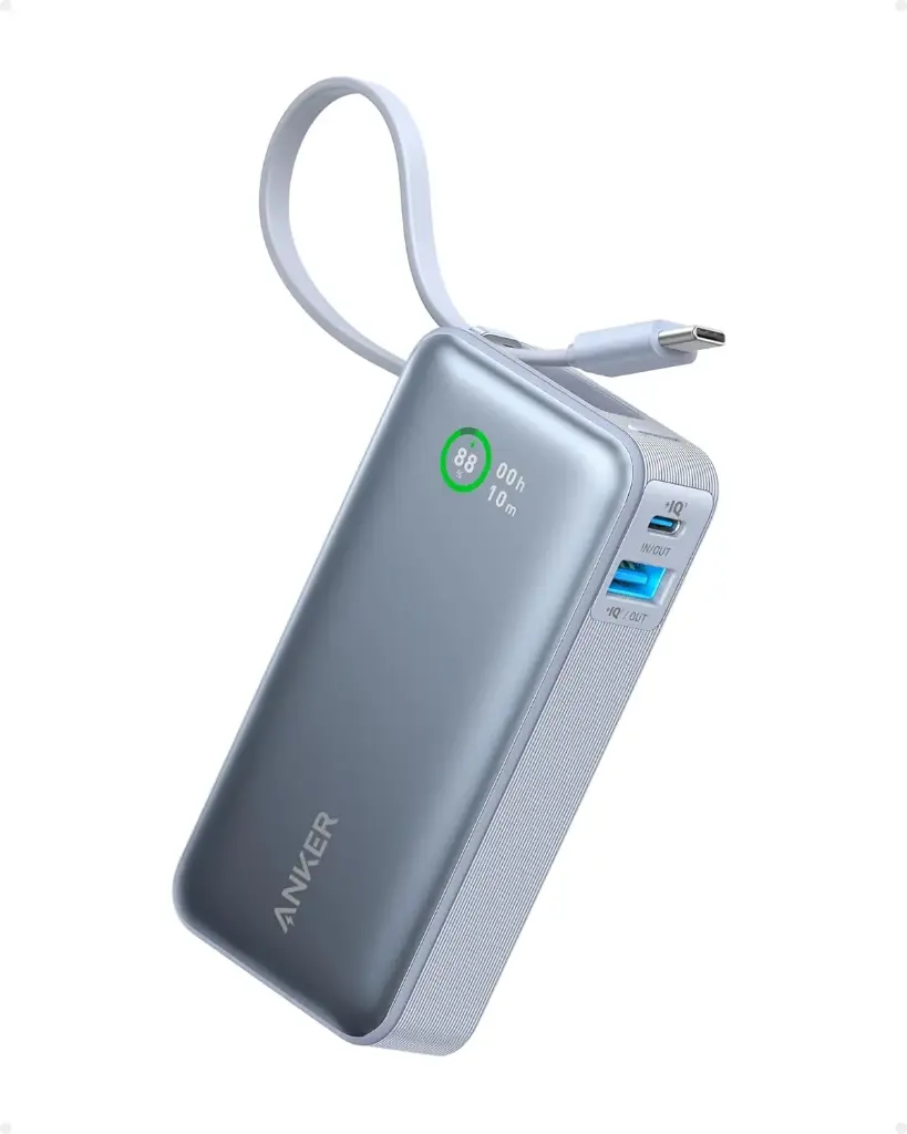 Anker Nano Power Bank 10000mAh (30W, Built-In USB-C Cable) Blue A1259H31