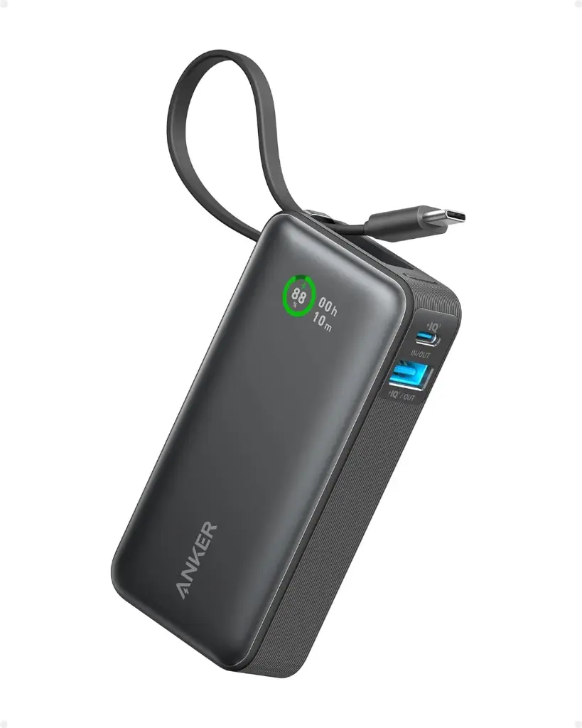 Anker 533 10000mAh 30w Nano Power Bank With Built-In USB-C Cable Black A1259H11