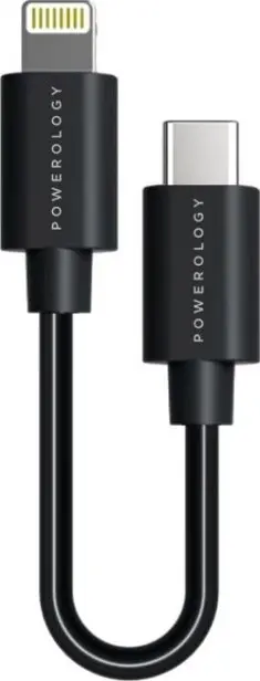 Powerology 0.25m USB-C to Lightning Cable (BLACK) PD25BCLBK
