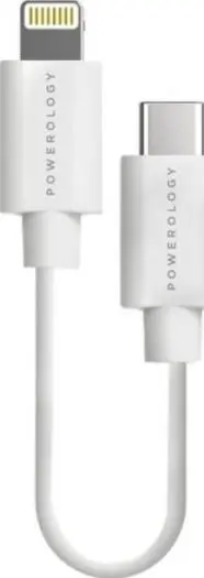 Powerology 0.25m USB-C to Lightning Cable (WHITE) PD25BCLWH