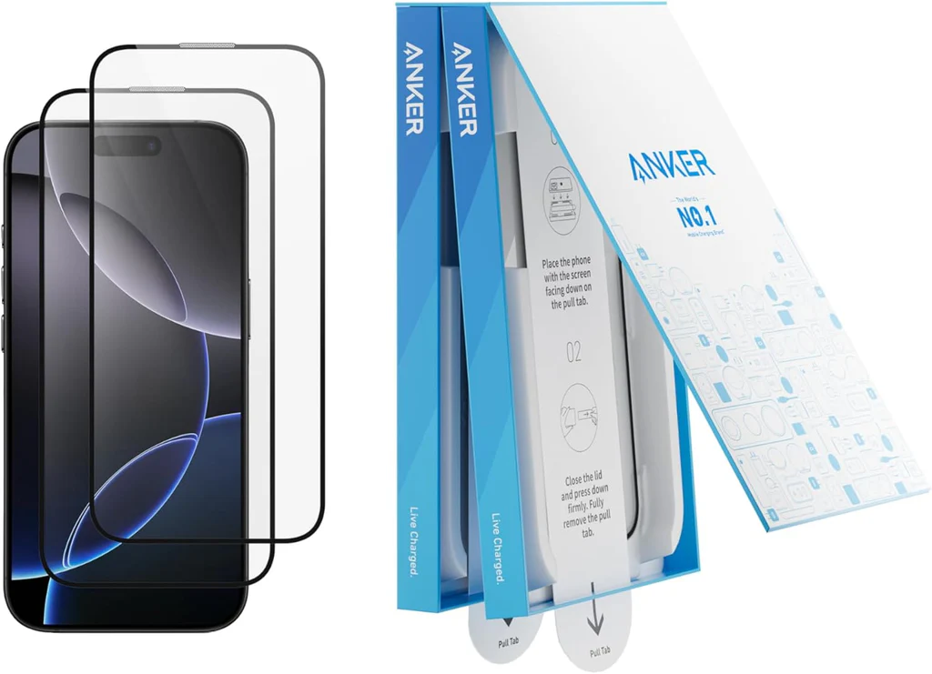 Anker Easy Fit iPhone 16 Pro Max Screen Protector Kit Clear HD 2-Pack A720AH0C