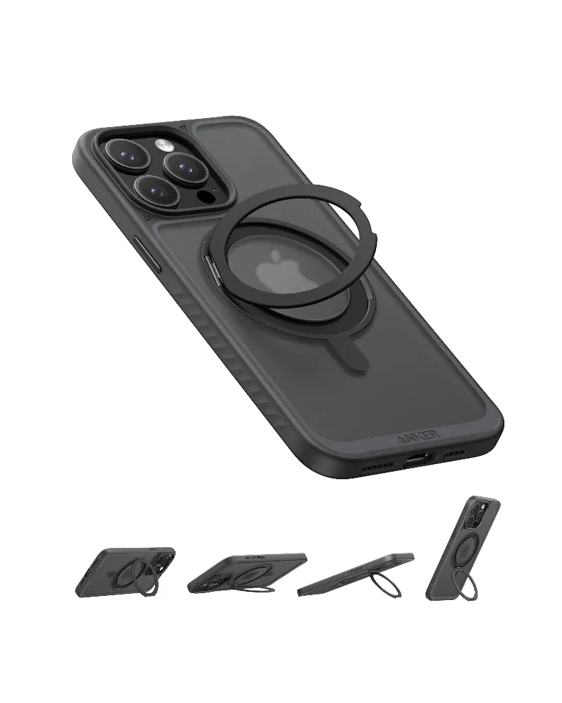 Anker MagGo iPhone 16 Pro Magnetic Case Black with 360° Ring Stand A90H1H1A